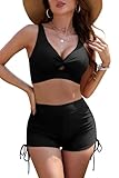 Haut de bikini : l'ensemble de maillot de bain décolleté en V est conçu dans un design twist-criss-cross avec des coussinets amovibles et une bande de soutien-gorge élastique pour offrir un soutien modéré et une forme naturelle. Avec des bretelles élargies pour réduire la pression sur les épaules.