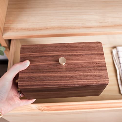Sakulaya Wooden Sewing Basket Sewing Box Double Layer Storage Accessories Storage And Organizer Case Walnut #TOP3