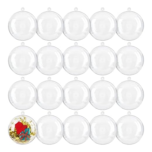Mbuynow 20Pcs Bola de Navidad Adorno de DIY Transparente Bolas Vacio Rellenable Plastica - Tamano 20X 80mm (8CM)