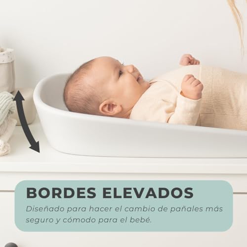 Miniatura 2 de Olmitos - Cambiador De Bebé Antideslizante Eva Superficie Impermeable, Lateral Elevado, Medidor De Crecimiento, Higiénico Y Fácil De Limpiar 69x44cm Desde 0m Hasta 12 Meses Gris
