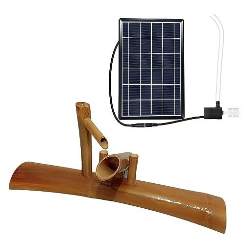 JYHHGDS Fontana in bambù Fatta a Mano, fontane da Esterno indipendenti con Pompa Solare, Fontana da Giardino Zen, Kit per Fontana da laghetto da Giardino, Regalo per Mamma, Fidanzata, Figlia, 90 cm