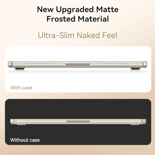 Image of EooCoo Case Compatible with MacBook Air 13 inch M5 2026-2022 M4 M3 M2 A3449 A3240 A3113 A2681, Matte Hard Shell Scratch Resistant Protective Cover for Mac Air 13.6 inch, Original Starlight