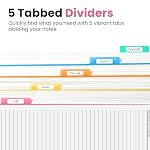 Large Spiral Lined Notebooks for Work with Removable Dividers & Tabs, 8.5"x11" Pretty Hardcover 5 Subject Notebook Journal for Women, College Ruled, Perfect for Study & Office Organization, 280 Pages,Wildflowers - Image 3