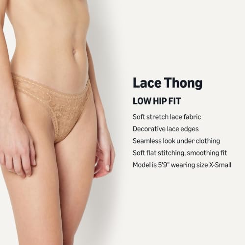 Amazon Essentials Women's Stretch All Over Lace Thong Panties, Pack of 6, Black / White / Washed Bronze, Small - image 2