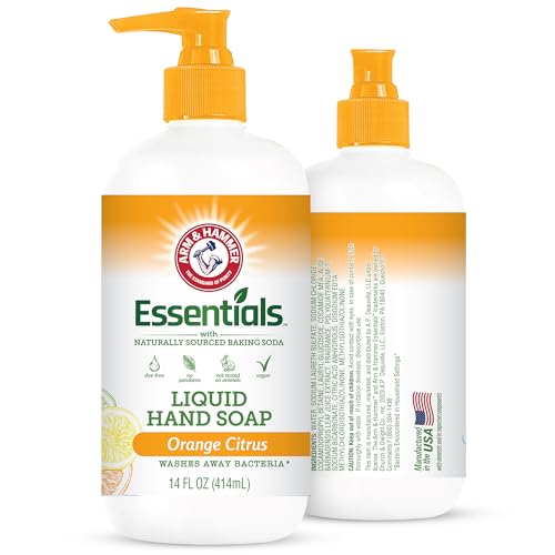 Arm & Hammer Liquid Hand Soap for Skin Cleaning - Cleanser for Kitchen & Bathroom with Orange Citrus Scent - Natural Hand Soap Cleanses, Softens 14 FL Oz (414ml)