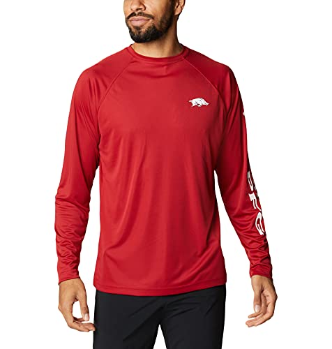 Columbia NCAA Arkansas Razorbacks Mens Terminal Tackle Long Sleeve Shirt X-Large ARK - Red Velvet/White