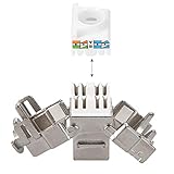 kwmobile Cat6a RJ45 Wall Plate Set - Set of 4x Keystone Jack and 2x 2 Port Ethernet Wall Plate, RJ45 Connector Jacks, Shielded Keystone Jacks - Image 6