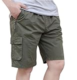 Men's Casual Loose Fit Cargo Short Drawstring Elastic Waist Shorts with Zip Pockets Army Green 40