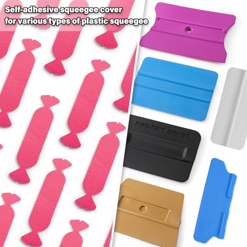 Image of Gomake Vinyl Squeegee Buffer 30PCS Pre-Cut Felt for Window Tint Wet or Dry Vinyl /PPF Application (Pink)