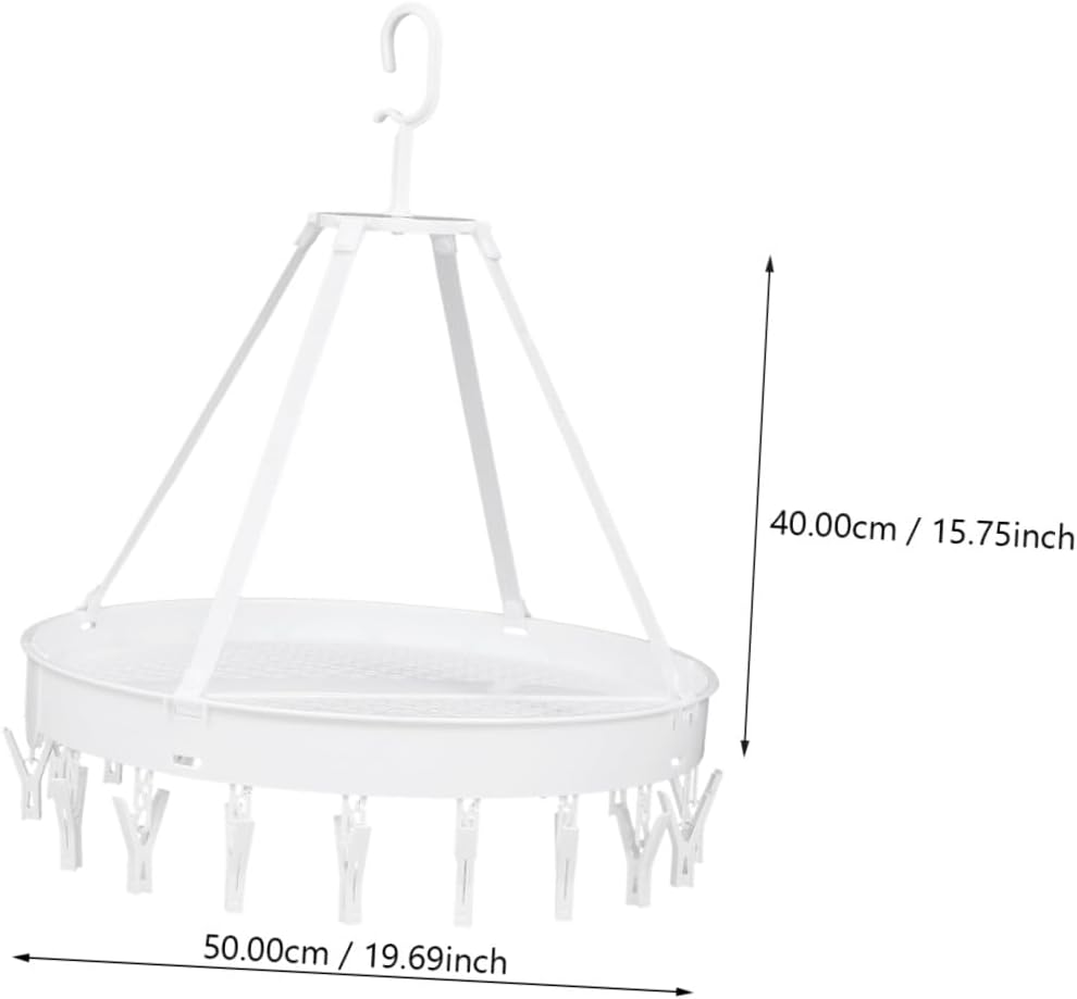 ULTECHNOVO Foldable Windproof Clothes Drying Rack for Bras Underwear Socks Towels, Single-Layer White Hanger for Balcony Laundry Organization