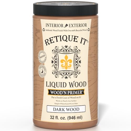 Retique It Wood'n Primer - Paint it then stain it - Stainable Wood Fiber Paint (Dark Wood, Large)