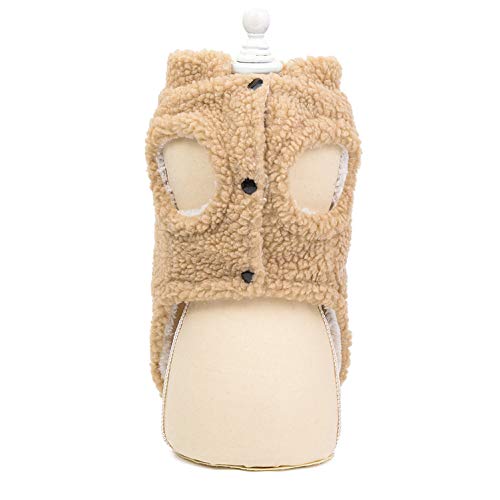 SMALLLEE_LUCKY_STORE Pet Soft Sherpa Fleece Jumper Vest Jacket for Small Dogs Cats Sleeveless Winter Coat Cozy Warm Puppy Yorkie Chihuahua Clothes,Light Brown S - Image 3