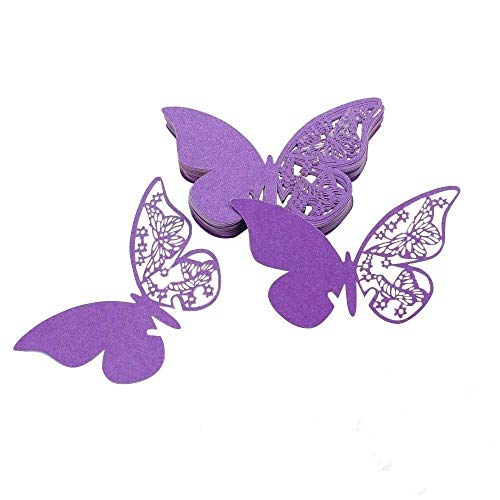 ElecMotive 100 Piezas de Tarjetas Etiquetas Decorativas en Forma de Mariposa para Invitacion Pegatinas de Pared