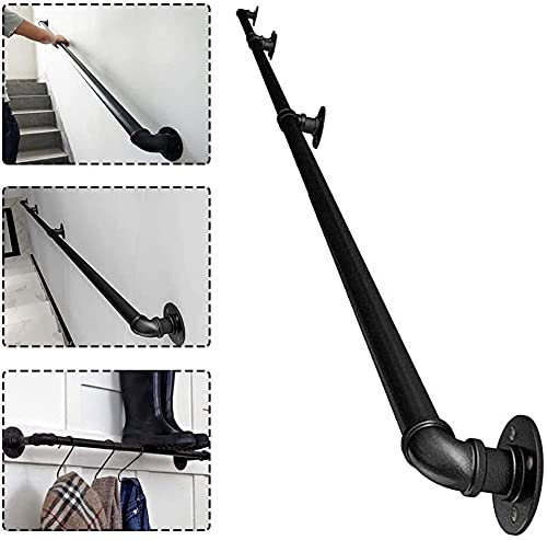 Barra de agarre para exteriores y escaleras con diseño negro minimalista
