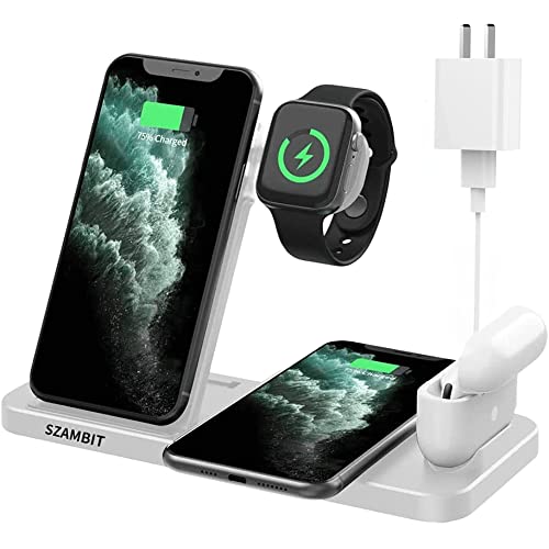 SZAMBIT Carregador Sem Fio 4 em 1,Estação de Carga Rápida Sem Fio Compatível com o iPhone 13/12/11 P