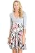Hello Miz Elbow Sleeve V-Neck Color Block Flower Printed Maternity Nursing Skater Dress (Medium, Grey/Pink)