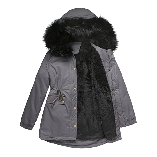 Abrigo grueso para mujer talla grande con capucha gris L 6