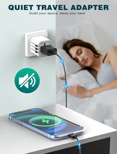 Image of Universal Travel Adapter Worldwide, TECSIX Compact Travel Power Plug Adapter (Type A C G I), 2500W Internetional Wall Charger Outlet Adaptor to Europe, India, UK, US, AUS, Asia 200+ Countries