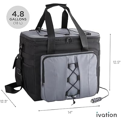 Ivation Portable Electric Cooler Bag | 18L Soft Sided Thermoelectric Travel Cooler with Shoulder Strap, Storage Pocket & DC 12V Plug in for Car, Truck & RV Camping