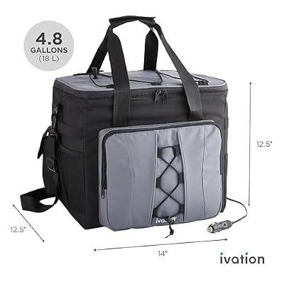 Ivation Portable Electric Cooler Bag | 18L Soft Sided Thermoelectric Travel Cooler with Shoulder Strap, Storage Pocket & DC 12V Plug in for Car, Truck & RV Camping