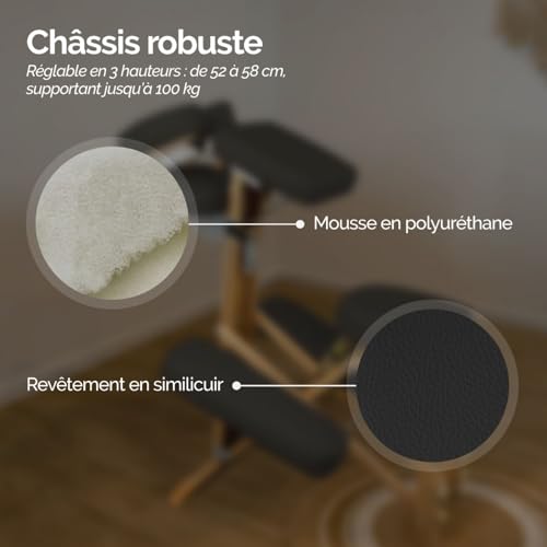 Vivezen - Chaise de Massage en Bois Pliable avec Sac de Transport - 2 Coloris – vue 6