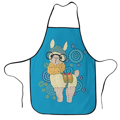 Llama Dotted Drawing Bbq Grill Aprons For Men&Women- Funny Aprons For Mom Dad Friend Professional Cooking Apron One Size Fits All Best For Cooking Baking Gardening Grilling #TOP2