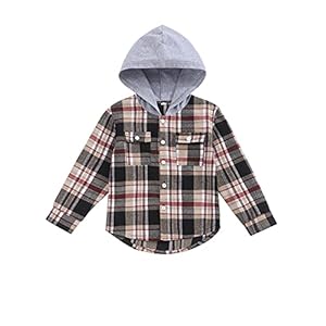 Toddler Baby Boy Girls Hoodie Plaid Flannel Hooded Long Sleeve T-Shirt Tops Kid Clothes 2-6T