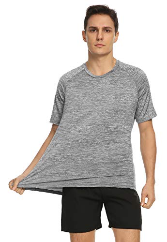 Xelky 4-5 Pack Men's Dry Fit T Shirt Moisture Wicking Athletic Tees Exercise Fitness Activewear Short Sleeves Gym Workout Tops Black/Darkgray/Lightgray/Lightblue/Green M #TOP2