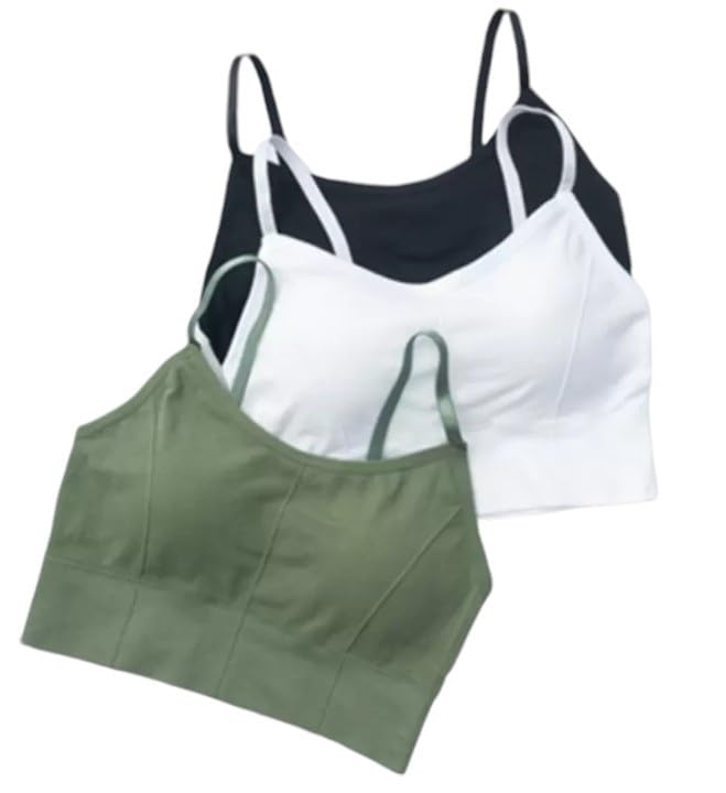 Women's Cotton Wire-Free Full Coverage Lightly Padded Sports Bra - Comfortable & Supportive Everyday Wear - Pack of 3 (Size- 34, Black, White, Green)-image-46