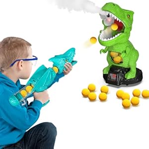 BABY HOME Babyhome Movable Dinosaur Shooting Toys for Kids 3 4 5 6 7+ Years, Tyrannosaurus Target with Water Mist Spray and Pterosaur Air Pump Foam Blaster(Green)