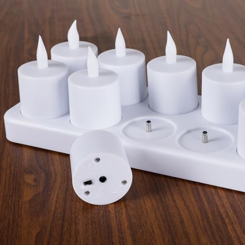 Velas LED recargables WoneNice con mando y base de carga para decoración de hogar 5