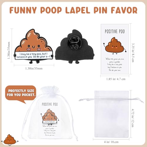 Image of Hotop 30 Set Positive Poop Gifts Bulk Funny Lapel Pin Set Back to School Year Gifts with Inspirational Card, Organza Bag Positive Emotional Support for Back to School Employee Coworker