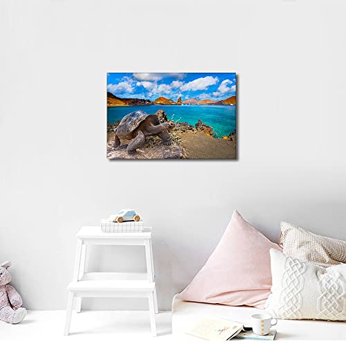 Canvas Wall Art Wall Décor for Living Room Galapagos Islands Big turtle Canvas Painting for Bathroom Bedroom Kitchen Office Decor Home Decorations 16x24inch - Image 4