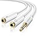 Produktbild UGREEN Audiokabel 3.5mm Stecker auf Doppel 3.5mm Klinkenstecker (Headset und Mikrofon) Y Splitter Kabel 3.5mm Aux Stecker auf Mikrofon und Kopfhörer Buchse für PC Gaming Headsets 20cm,weiß