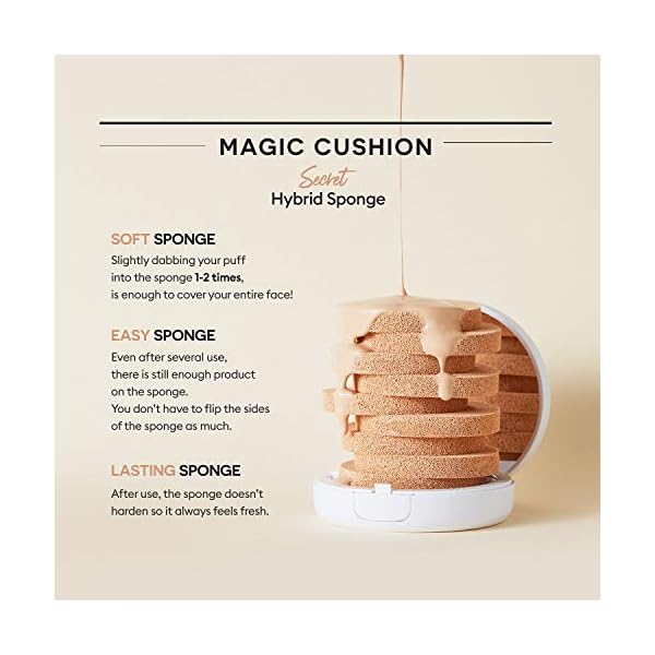 M-Magic-Cushion-Cover-Lasting-SPF50PANo21-longlasting-high-coveragehydrating-cushion-foundation MISSHA Magic Cushion Foundation No.21 Light Beige for Bright Skin - Flawless Coverage, Dewy Finish, Easy Application for All Skin Types