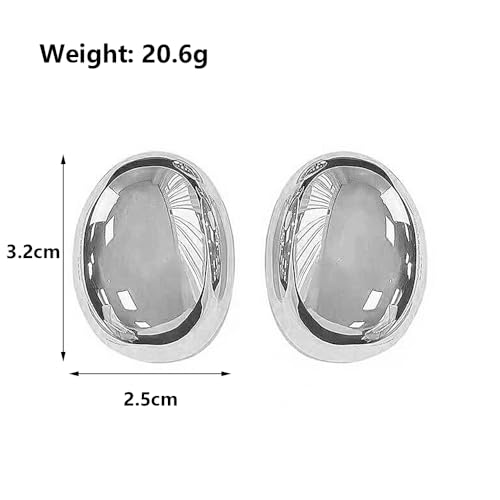 Chunky Gold Earrings for Women Minimalist Oval Statement Earrings Lightweight Geometric Ellipse Drop Dangle Earrings Trendy Everyday Jewelry Gifts3