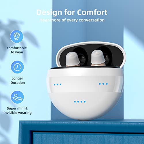 Hearing Aids, Rechargeable Hearing Aids For Seniors & Adults With Volume Control, Small Completely-In-Canal Digital Hearing Amplifier, Assist Devices With Charging Box,White&Black #TOP1
