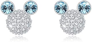 HERMOSO Lovely Mickey Mouse Crystal Stud Earrings for girls/kids/womens, 925 Post jewellery Gift Not allergic