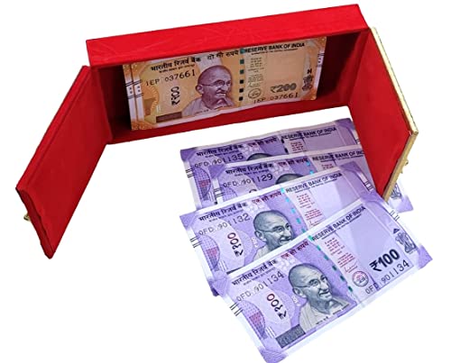 Image of SHAKTISM Decorative Cash Box, Shagun, Jewellery Money Envelop Wedding, Gift, Bangel Box (Pack of 1Pc) (Red) - MDF, Chanderi Fabric