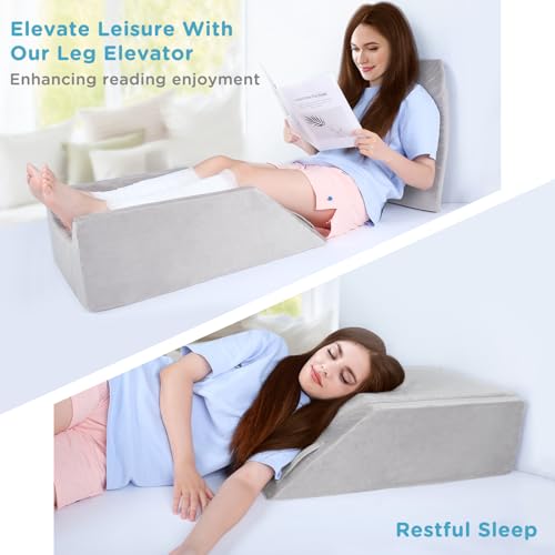 DREAMANIA Leg Elevation Pillows for After Surgery, Adjustable Leg Pillows, Cooling Memory Foam Leg Foot Elevation Pillows with Pad for Swelling, Wedge Pillow for Sleeping Ankle Injury - Image 3