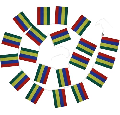 Image of AZ FLAG Mauritius 6 meters BUNTING Flag 20 flags 9'' x 6'' - Mauritian STRING flags 15 x 21 cm