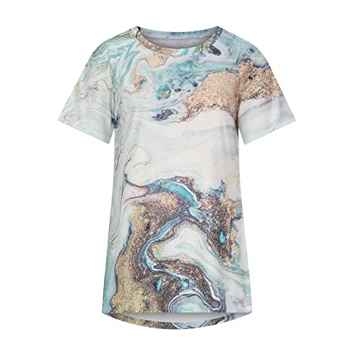 Smidow Women's 4Th Of July Shirts Short Sleeve V Neck Shirt American Flag Patriotic T-Shirt Casual Long Graphic Tops Tees #TOP3