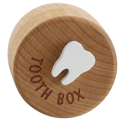 Toddmomy Baby Tooth Box Keepsake Organizer for Boys and Girls Wooden Storage Case for Lost Teeth and Fetal Hair Lid for Newborns and Toddlers