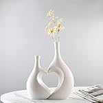 White Ceramic Vase Set of 2,Heart Shaped vase, Matte Frosted Texture Finish,Farmhouse Decor, Home Decor, Vases for Your Bedroom, Office, Living Room, Bathroom (White) - Image 3
