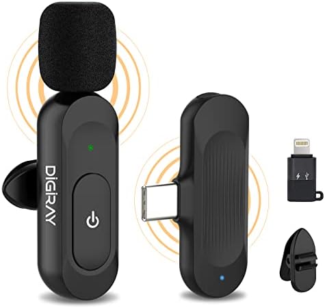 Wireless Microphone Lavalier Microphone Microfonos Inalambricos Professional Recording USB C Clip on Lapel Noise Cancellation Mic For Iphone Ipad Youtuber Amazon Live Stream Tiktok Interview (Black)