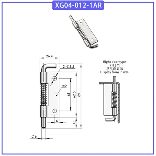 Charnière à ressort acier inoxydable invisible XG04-012-1A