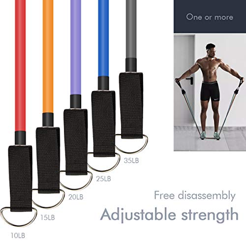 SMATIS Resistance Bands Set Workout Bands, 12 Pack Exercise Bands Portable Home Gym Accessories for Arm, Back, Leg, Chest, Belly, Glute (Yoga, Pilates, Perfect for Squats.)