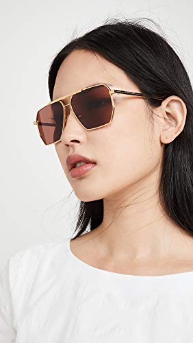 Bottega Veneta Geometric Navigator Sunglasses, Gold/Gold/Brown, One Size #TOP2