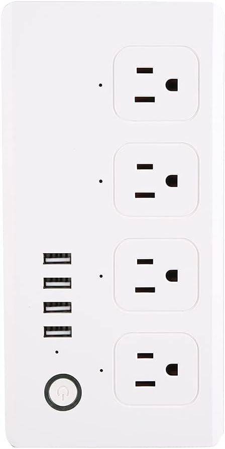 WiFi Smart Socket, US 120V WiFi Smart Plug and Home IFTTT, Outlet Power Strip with 4 USB Support, Electrical Outlet Switches