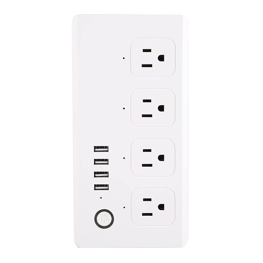 WiFi Smart Socket US 120V WiFi Smart Plug and Home IFTTT Outlet Power Strip with 4 USB Support